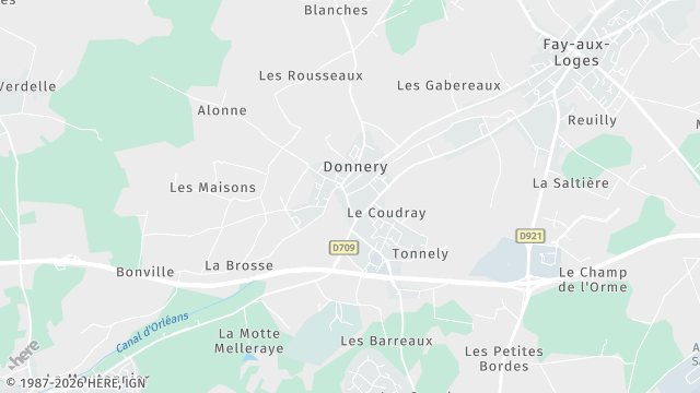 Carte de la zone d'intervention à Donnery