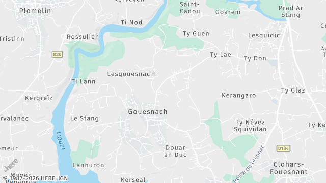 Carte de la zone d'intervention à Gouesnach