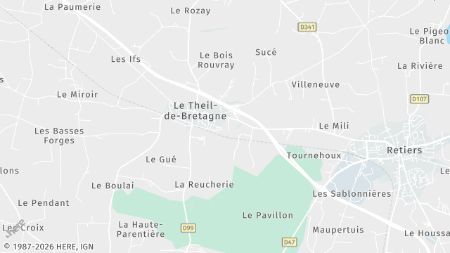 Carte de la zone d'intervention à Le Theil-de-Bretagne