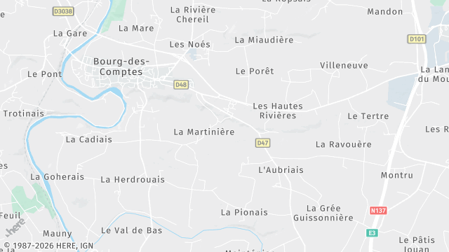 Carte de la zone d'intervention à Bourg-des-Comptes