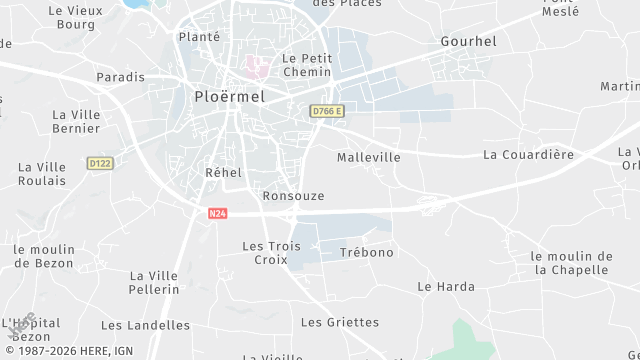 Carte de la zone d'intervention à Ploërmel