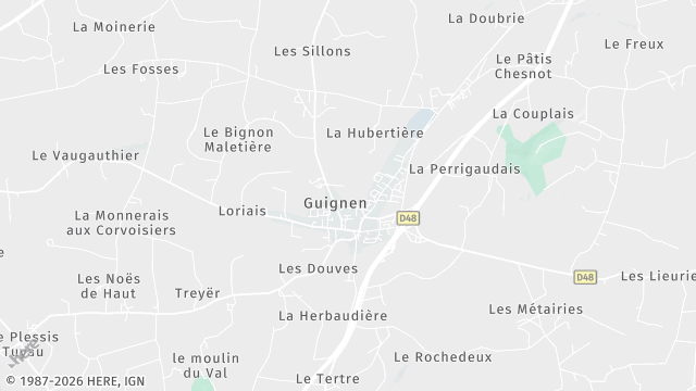 Carte de la zone d'intervention à Guignen