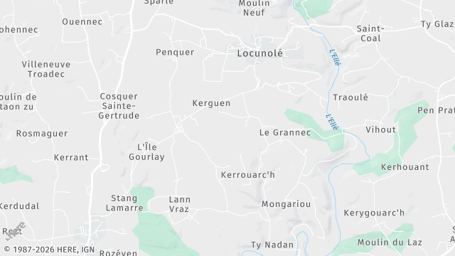 Carte de la zone d'intervention à Locunolé