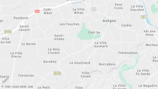 Carte de la zone d'intervention à Guégon