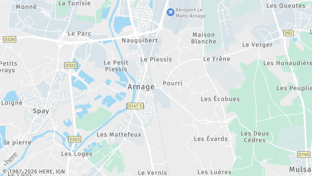 Carte de la zone d'intervention à Arnage