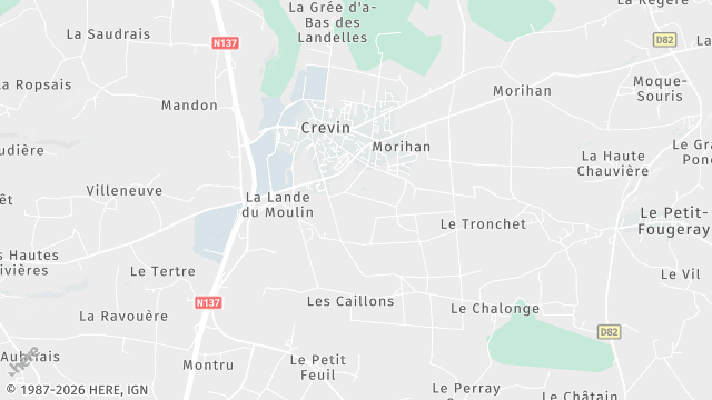 Carte de la zone d'intervention à Crevin