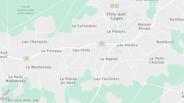 Carte de la zone d'intervention à Vitry-aux-Loges