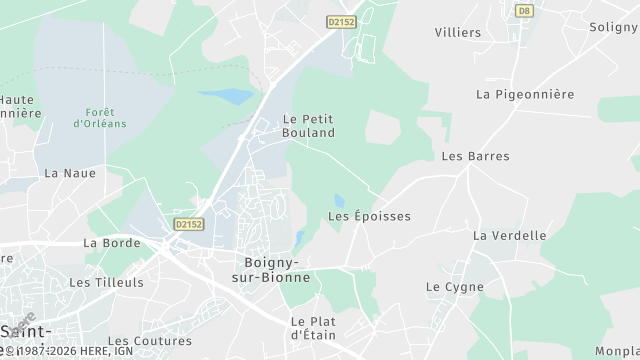Carte de la zone d'intervention à Boigny-sur-Bionne