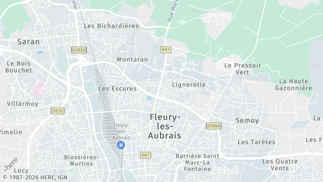 Carte de la zone d'intervention à Fleury-les-Aubrais