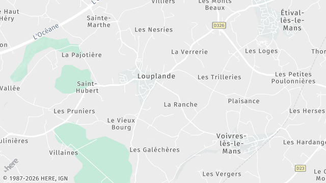 Carte de la zone d'intervention à Louplande