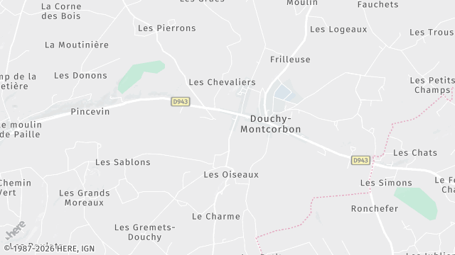 Carte de la zone d'intervention à Douchy-Montcorbon