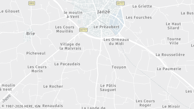 Carte de la zone d'intervention à Janzé