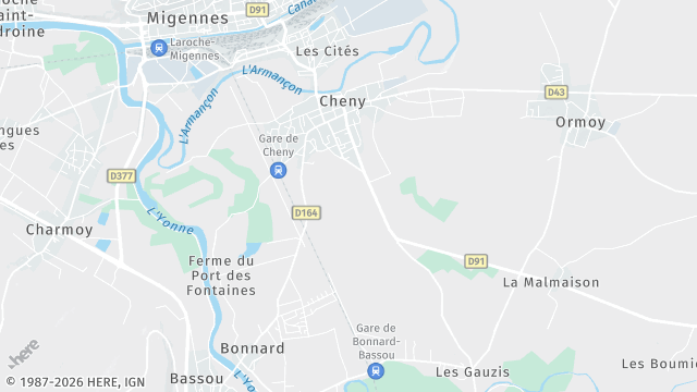 Carte de la zone d'intervention à Cheny