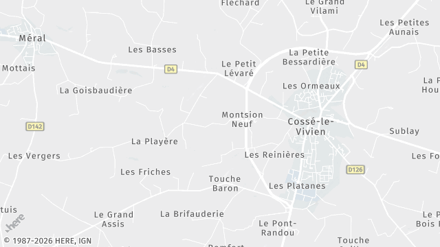 Carte de la zone d'intervention à Cossé-le-Vivien