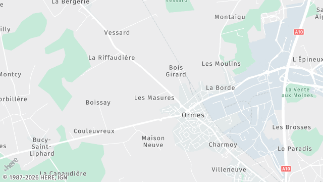 Carte de la zone d'intervention à Ormes