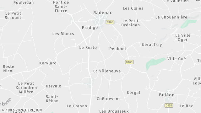 Carte de la zone d'intervention à Radenac