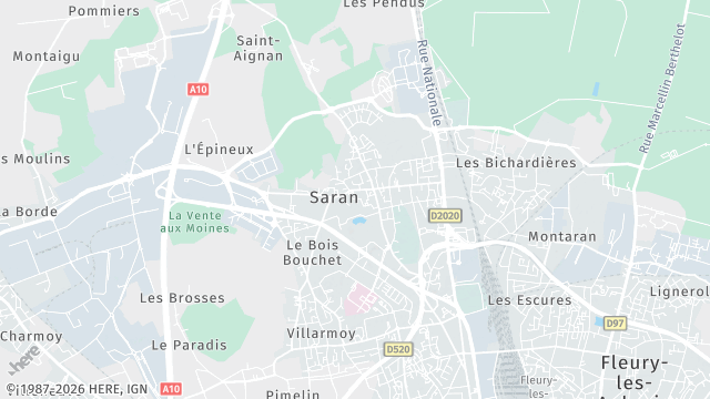 Carte de la zone d'intervention à Saran