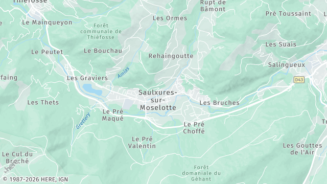 Carte de la zone d'intervention à Saulxures-sur-Moselotte