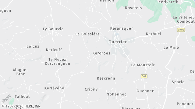 Carte de la zone d'intervention à Querrien