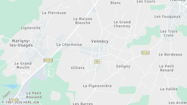 Carte de la zone d'intervention à Vennecy