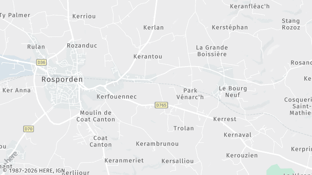 Carte de la zone d'intervention à Rosporden