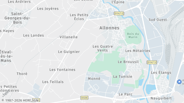 Carte de la zone d'intervention à Allonnes