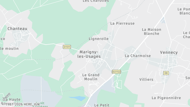Carte de la zone d'intervention à Marigny-les-Usages