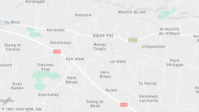 Carte de la zone d'intervention à Saint-Yvi