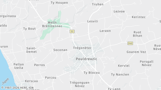 Carte de la zone d'intervention à Pouldreuzic