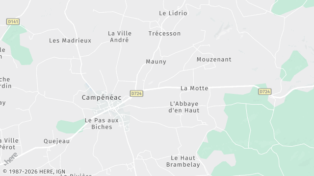 Carte de la zone d'intervention à Campénéac