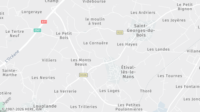 Carte de la zone d'intervention à Étival-lès-le-Mans