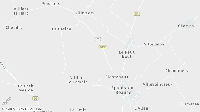 Carte de la zone d'intervention à Épieds-en-Beauce