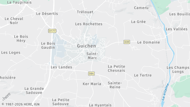 Carte de la zone d'intervention à Guichen