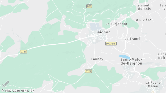 Carte de la zone d'intervention à Beignon