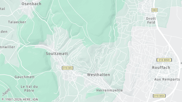 Carte de la zone d'intervention à Westhalten