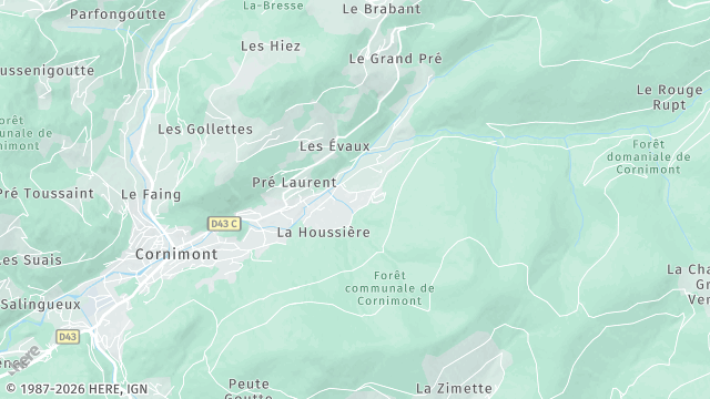 Carte de la zone d'intervention à Cornimont