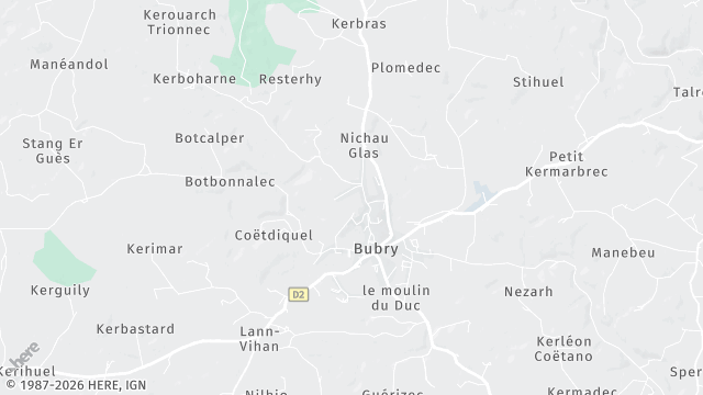 Carte de la zone d'intervention à Bubry