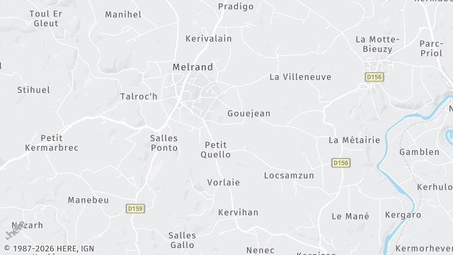 Carte de la zone d'intervention à Melrand