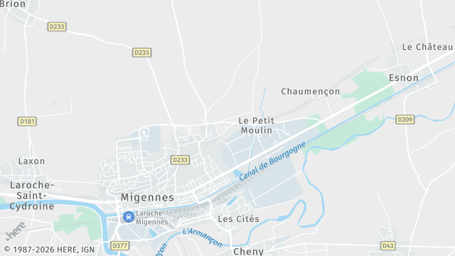 Carte de la zone d'intervention à Migennes