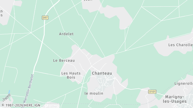 Carte de la zone d'intervention à Chanteau