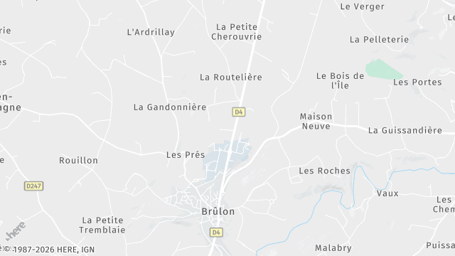 Carte de la zone d'intervention à Brûlon