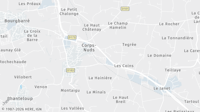 Carte de la zone d'intervention à Corps-Nuds