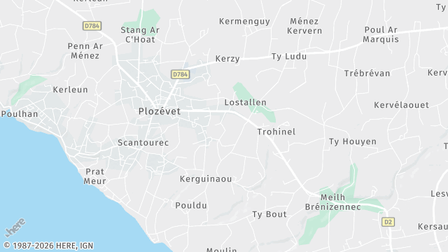 Carte de la zone d'intervention à Plozévet