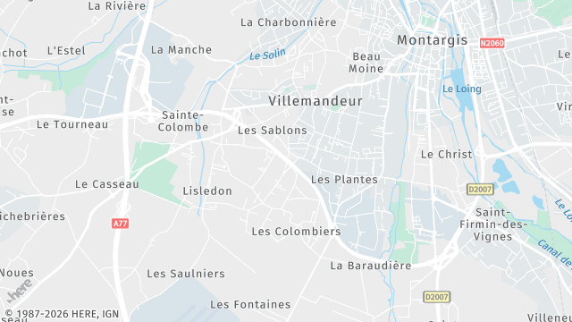 Carte de la zone d'intervention à Villemandeur