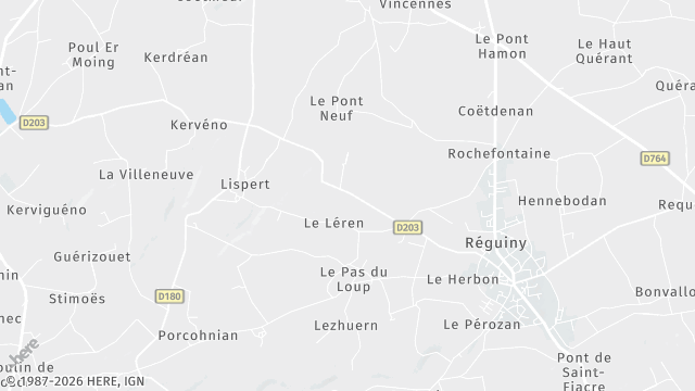 Carte de la zone d'intervention à Réguiny