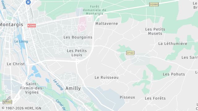 Carte de la zone d'intervention à Amilly