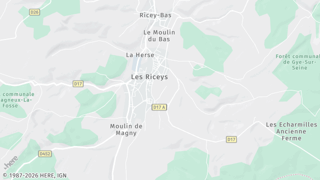 Carte de la zone d'intervention à Les Riceys