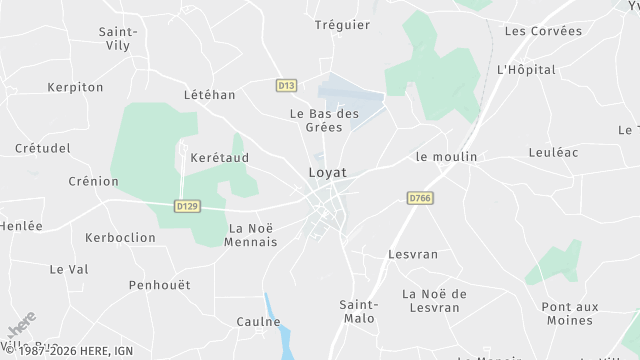 Carte de la zone d'intervention à Loyat