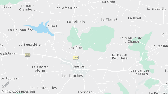Carte de la zone d'intervention à Baulon