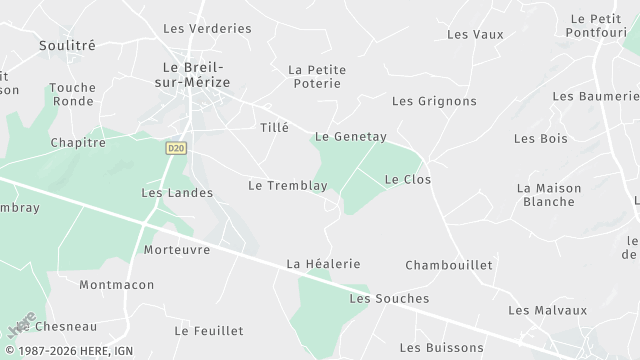 Carte de la zone d'intervention à Le Breil-sur-Mérize